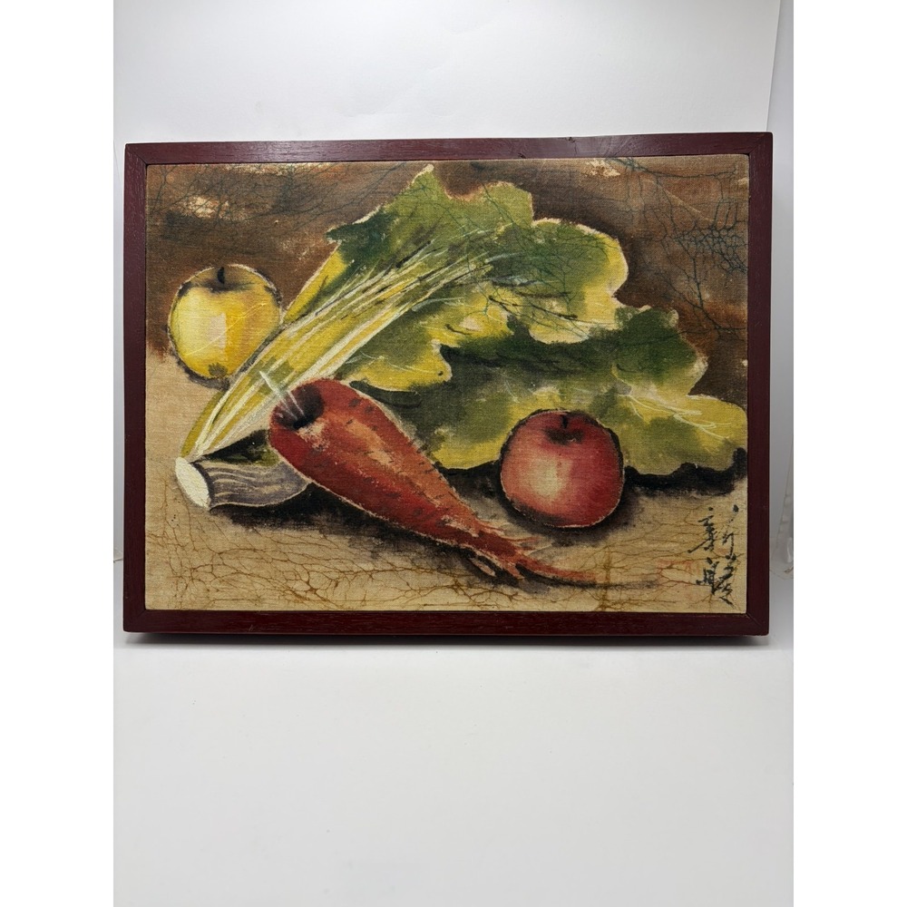 BATIQUE CLASSIC REPRODUCTION CHINESE PAINTING FRAMED CLOTH 9 3/4" X 12 3/4"